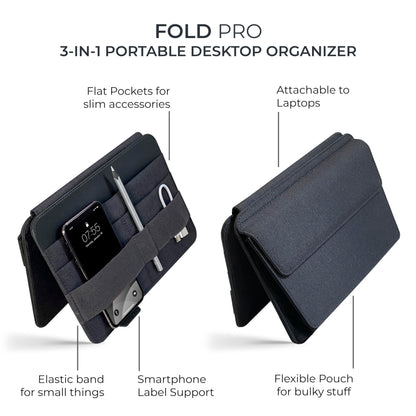 Beblau FOLD PRO Portable Tech Organizer – Attachable Device Pouch & Desk Sleeve | Gadget Case for Office and Home | Work-from-Home Essentials | Flexible Backpack Insert | Fits 13"-15"