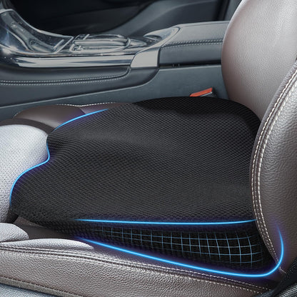 QUTOOL Car Memory Foam Seat Cushion Car Seat Cushions for Driving Wedge Booster Seat Cushion for Short People Chair Seat Cushion Pad Seat Back Support for Office Chair, Cars, and Trucks (Black)