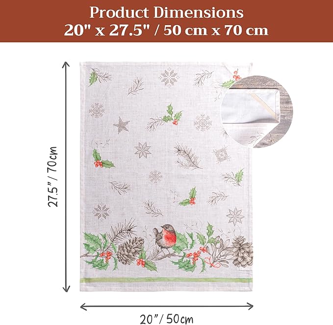 Maison d' Hermine Kitchen Towels Set of 3 100% Cotton 20" x 27.5" Reusable
