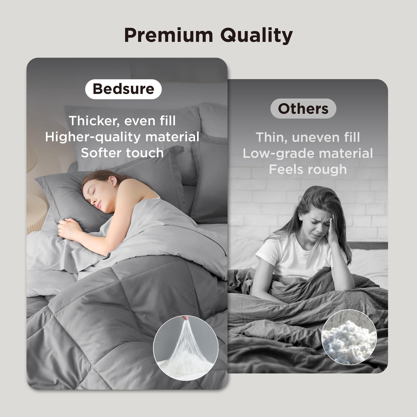 Bedsure Queen Comforter Set with Sheets - 7 Pieces Reversible Grey Bed in a Bag Queen, Eazy Care Queen Bedding Sets for All Seasons with 1 Flat & 1 Fitted Sheet, 2 Pillowcases and 2 Pillow Shams