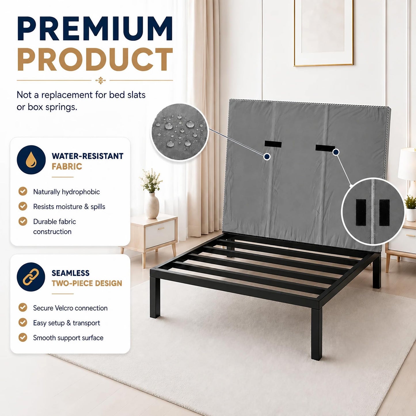 Treaton 15mm Bunkie Board Queen (60x80) – Heavy Duty Under Mattress Support, Low Profile Bed Support Board for Slatted Bed Frame, No Box Spring Needed, Noise Free, Non-Slip, Made in USA