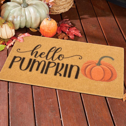 Mealah Hello-Pumpkin-Welcome-Doormat for Outdoor-Entrance - Non-Slip-Coir-Fall-Welcome-Door-Mat Harvest-Festival Front-Door-Mat 17 x 29 Inch