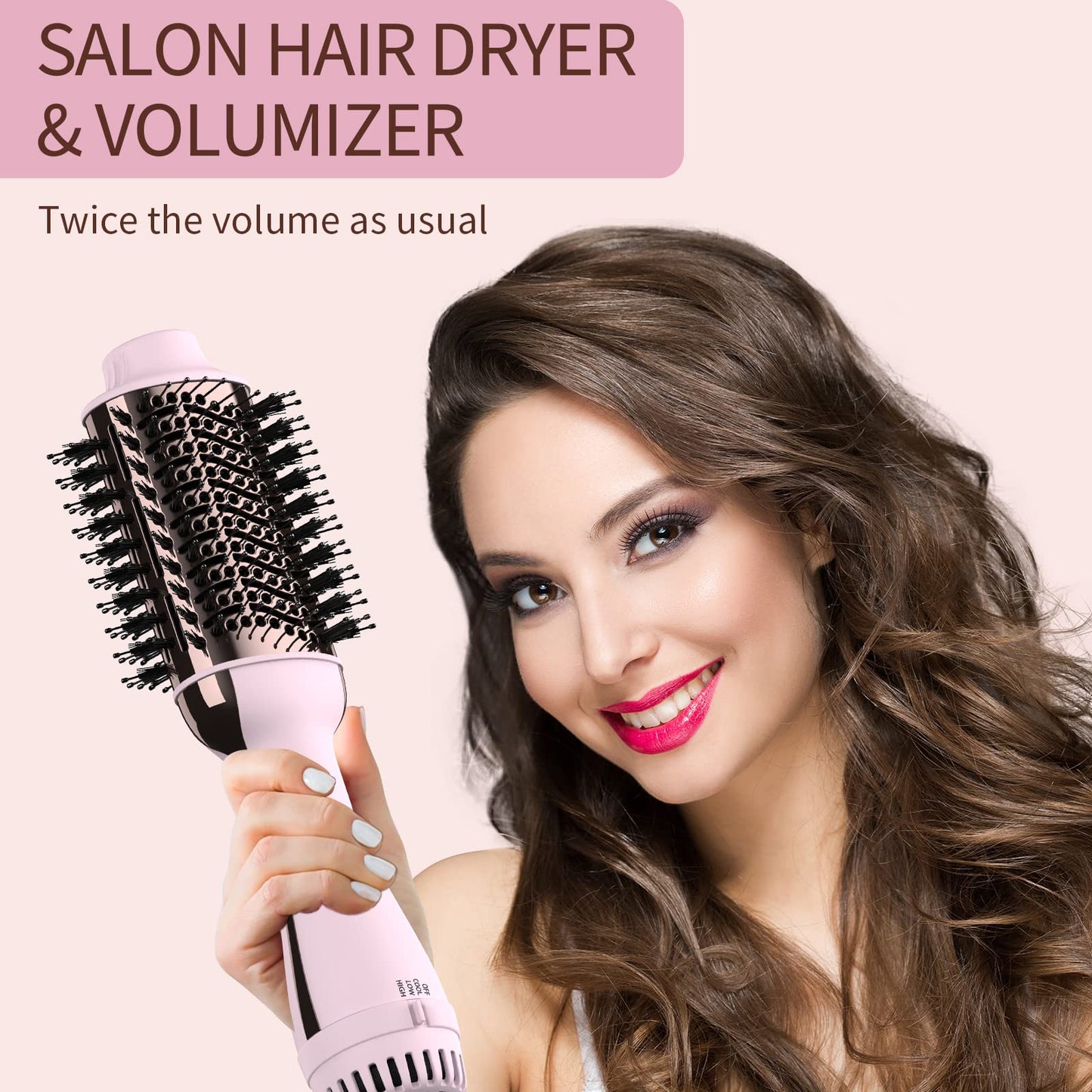 Hair Dryer Brush Blow Dryer in One, Upgraded 4 in 1 Hair Dryer and Styler Volumizer with Negative Ion Anti-frizz Ceramic Titanium Barrel Hot Air Hair Straightener Brush
