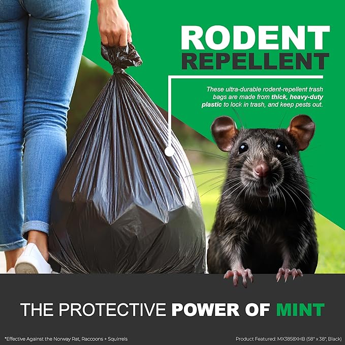 Mint-X Rodent Repellent Outdoor Home and Industrial Trash Bags