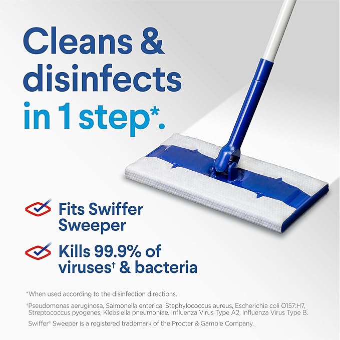 Clorox Disinfecting Wet Mop Pad, Disposable Mop Heads, Rain Clean, 2 Packs
