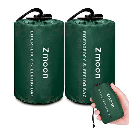 Zmoon Emergency Sleeping Bag Survival Bag, Portable Waterproof Thermal Bivy Sacks,Bivvy Bags,Camping Mylar Sleeping Bag Survival Gear Emergency Blankets Survival Shelter (2)