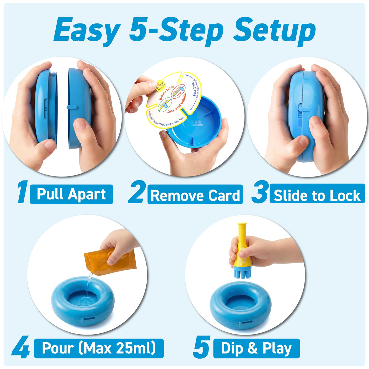 Uncle Bubble No-Spill Confetti Bubbler Set for Toddlers