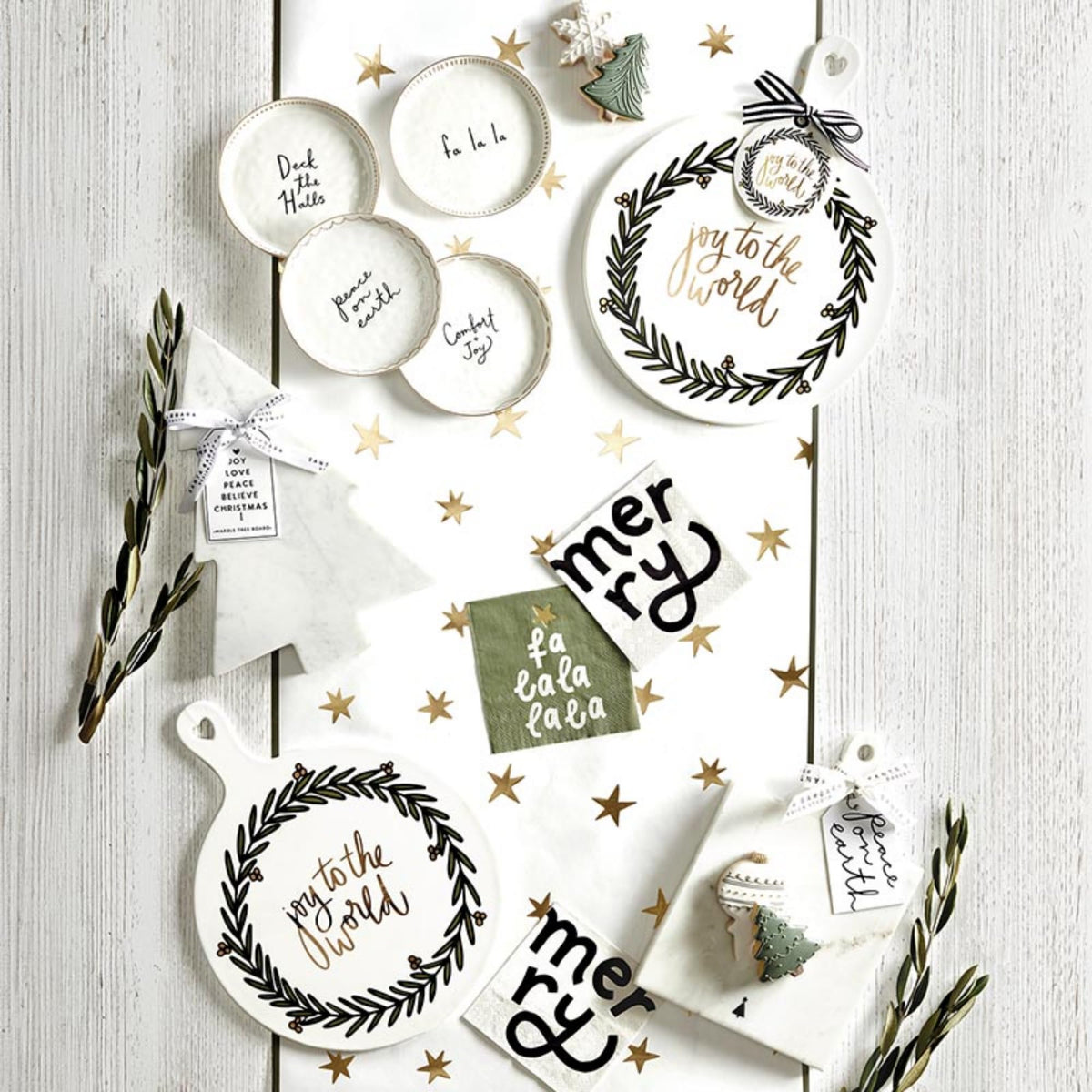 Santa Barbara Design Studio Cheese Plate - Ceramic Christmas Snack Dessert Tray, 13" x 10", Joy To The World