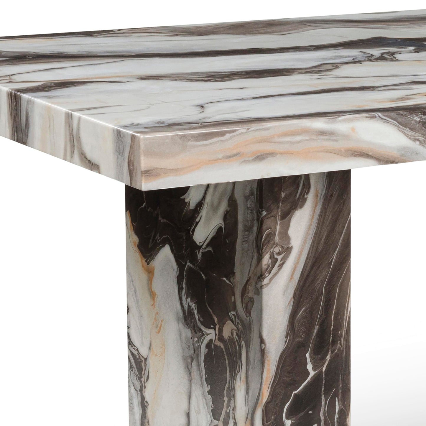 Roundhill Furniture Cavira Modern Faux Marble Dining Table with 4 Chairs and Bench