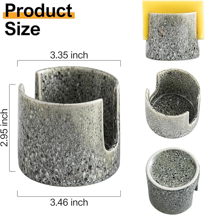 Kitchen Sponge Holder, Ceramic Dish Sponge Holder Scrubby Daddy Farmhouse Dish