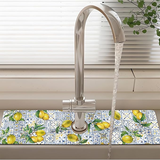 Patterned Sink Faucet Mat Kitchen Splash Guard Super Absorbent Drying Mat