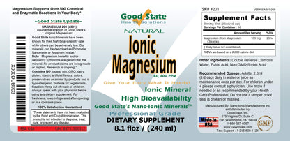 Good State | Liquid Ionic Magnesium | Dietary Supplement | Great for Digestive System | 96 Servings | 8 Fl oz Bottle