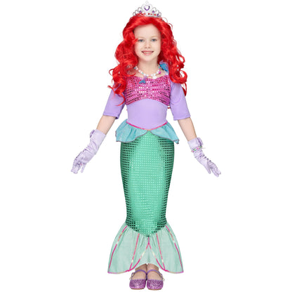 Spooktacular Creations Halloween Little Mermaid Costume for Girls, Sequin Mermaid Dress Set, Light Purple Princess Dress for Toddler Dress-Up, Cosplay Party (3T, 3-4 yrs)