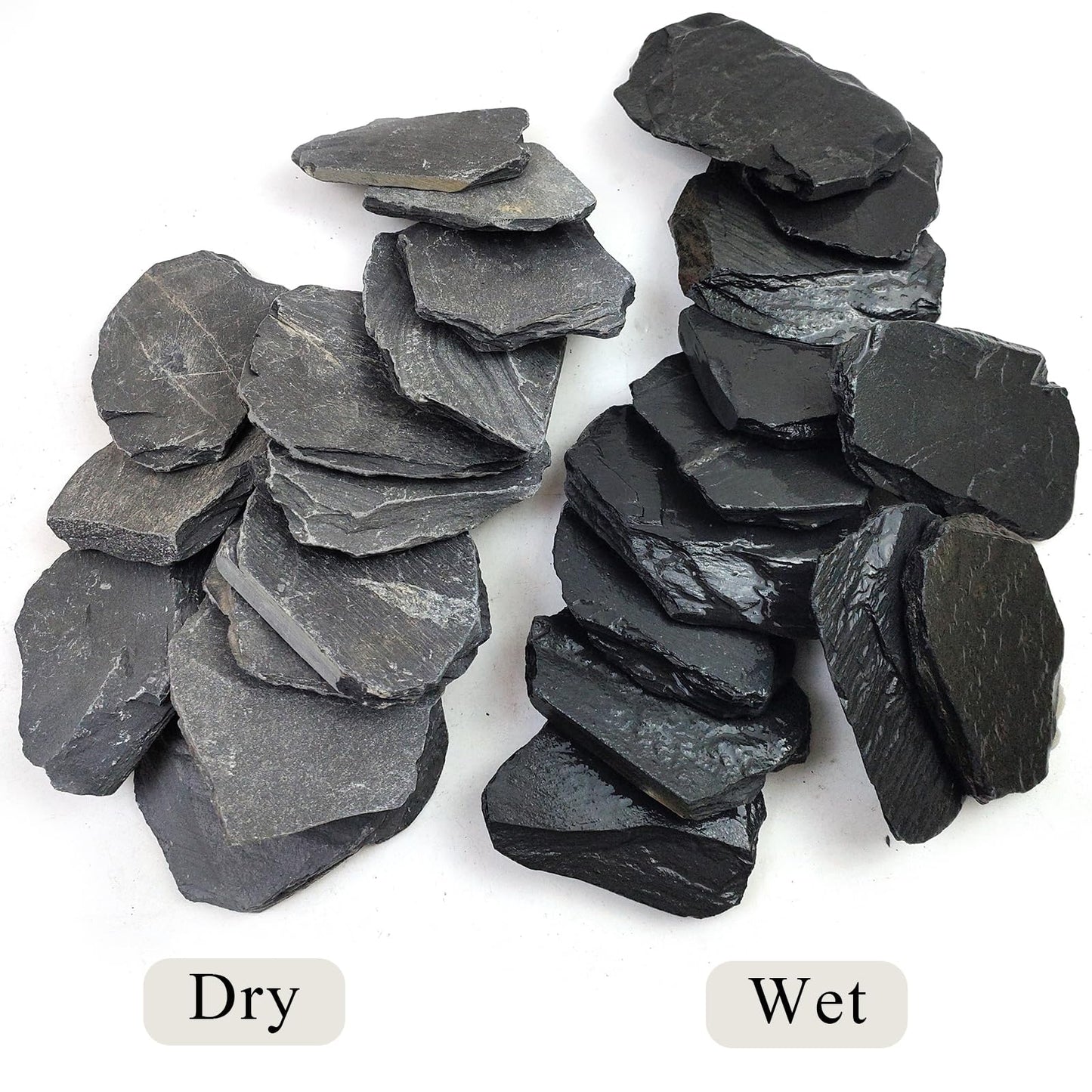 YISZM Slate Rock for Aquarium, 3-5 Inch Polished Natural Stone Rocks, Fish Tank Decor, Aquascaping Rocks, Safe for Aquariums, Terrariums, 5 lbs