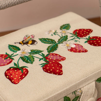 Hobby Gift Medium Sewing Box Craft Storage Box with Handle Internal Accessories Tray Pin Cushion and Pocket for Sewing Knitting and Hobby Supplies