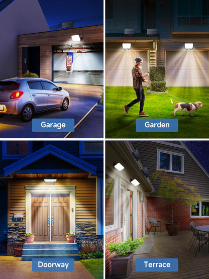 One Fire Solar Lights Outdoor Garden Light,[190LED+3 Modes+Remote] Solar Security Lights Outdoor Motion Sensor, 2200mAh IP65 Solar Wall Light for Front Door, Yard, Garage, Garden