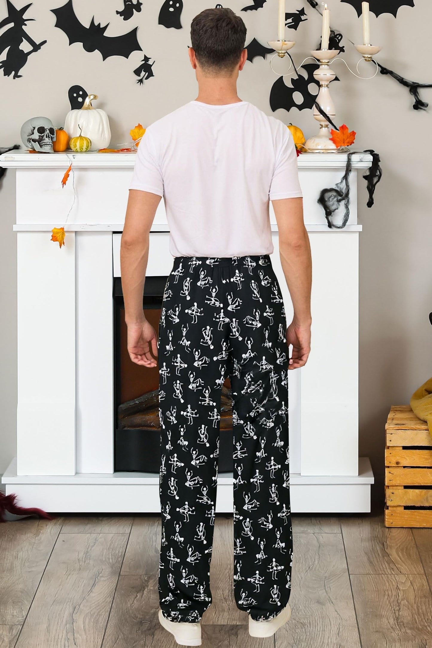 Mens Pajama Pants Christmas Multicolor Ugly Skull Atterned Bottoms Bright Colors Unique Designer Loungewear for Colleage University Theme Parties Halloween