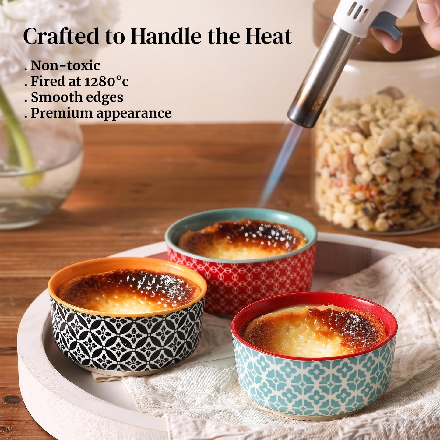 DOWAN Dipping Bowls with Lids, Ceramic Condiment Sauce Cups, 4 oz Dipping Sauce Bowls/Dishes for Charcuterie, Condiment, Tomato Sauce, Soy, BBQ and other Party Supplies, Kitchen Decor, Set of 6