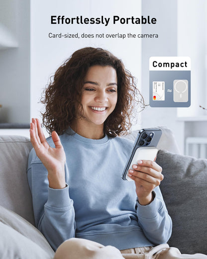 Baseus Magsafe Portable Charger for iPhone, 10,000mAh 15W Magnetic Power Bank, Qi2 Certified Fast Charging Wireless Battery Pack, 22.5W USB-A & 20W USB-C for iPhone 17/16/15/14/13/12, 2025 Version