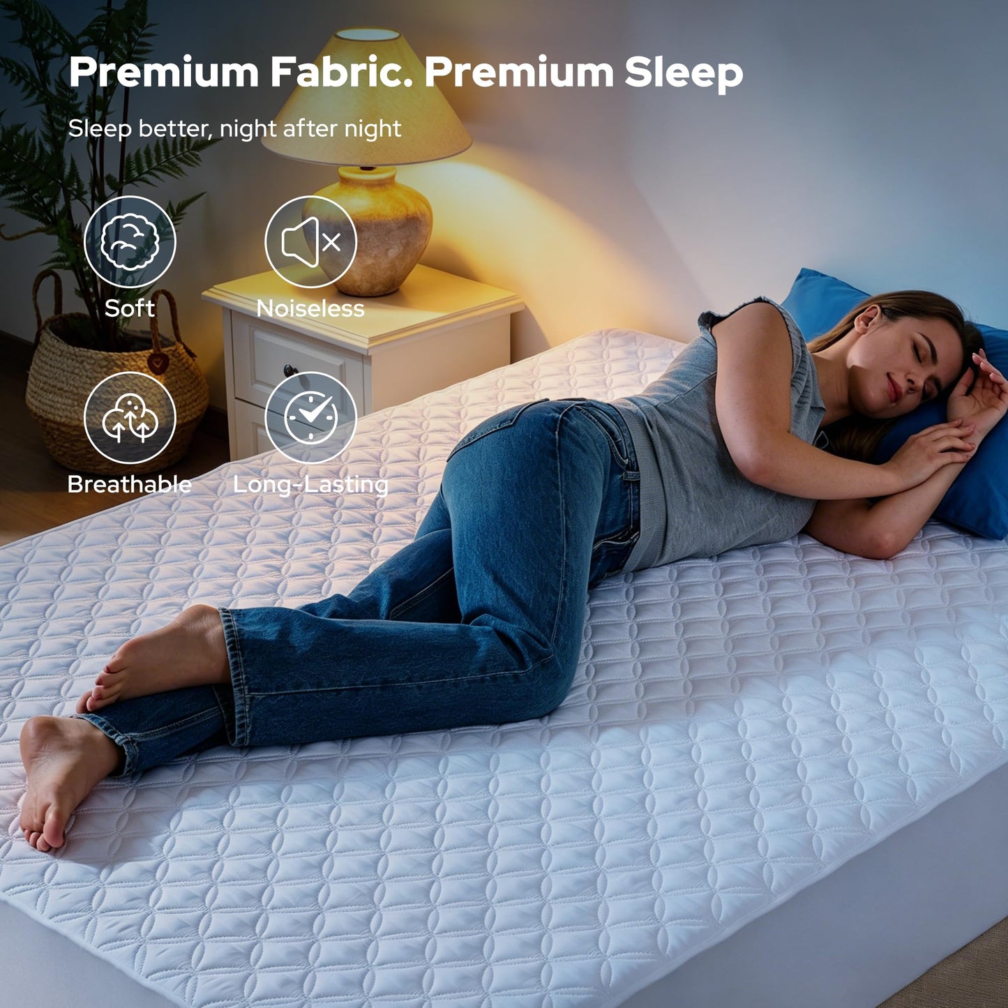 BEDLORE 2 Pack Waterproof Mattress Protector, King Size Mattress Pad with Deep Pocket Fitted Up to 6-18 inches, Soft Noiseless Single Bed Mattress Cover for Bedroom, Dorm Room (White)