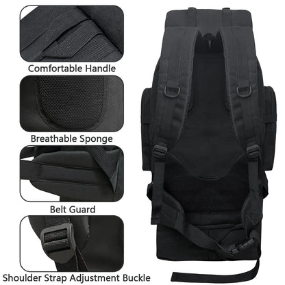 Ogetok 100L Hiking Backpack Camping Rucksack, 100 liters Large Capacity Outdoor Knapsack Travel Climbing Mountaineering Carry On Backpack Bag, Trekking Backpacking for Men Women, Black