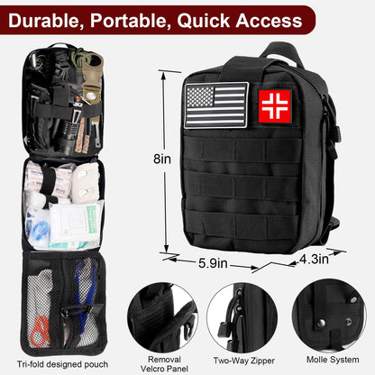 Gifts for Men Christmas - 118-in-1 Survival Kits - Military-Grade Survival Gear for Outdoor Adventures, Disaster Preparedness, Car/Home/Office Emergency Kit with First Aid Supplies