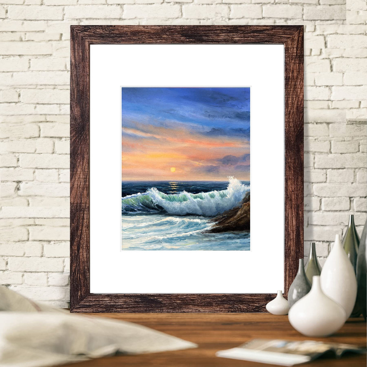 LUCKYLIFE 16x20 Frames, Picture Frames for Wall, Display Pictures 11x14 with Mat or 16x20 without Mat, Pack of 2, Rustic Brown