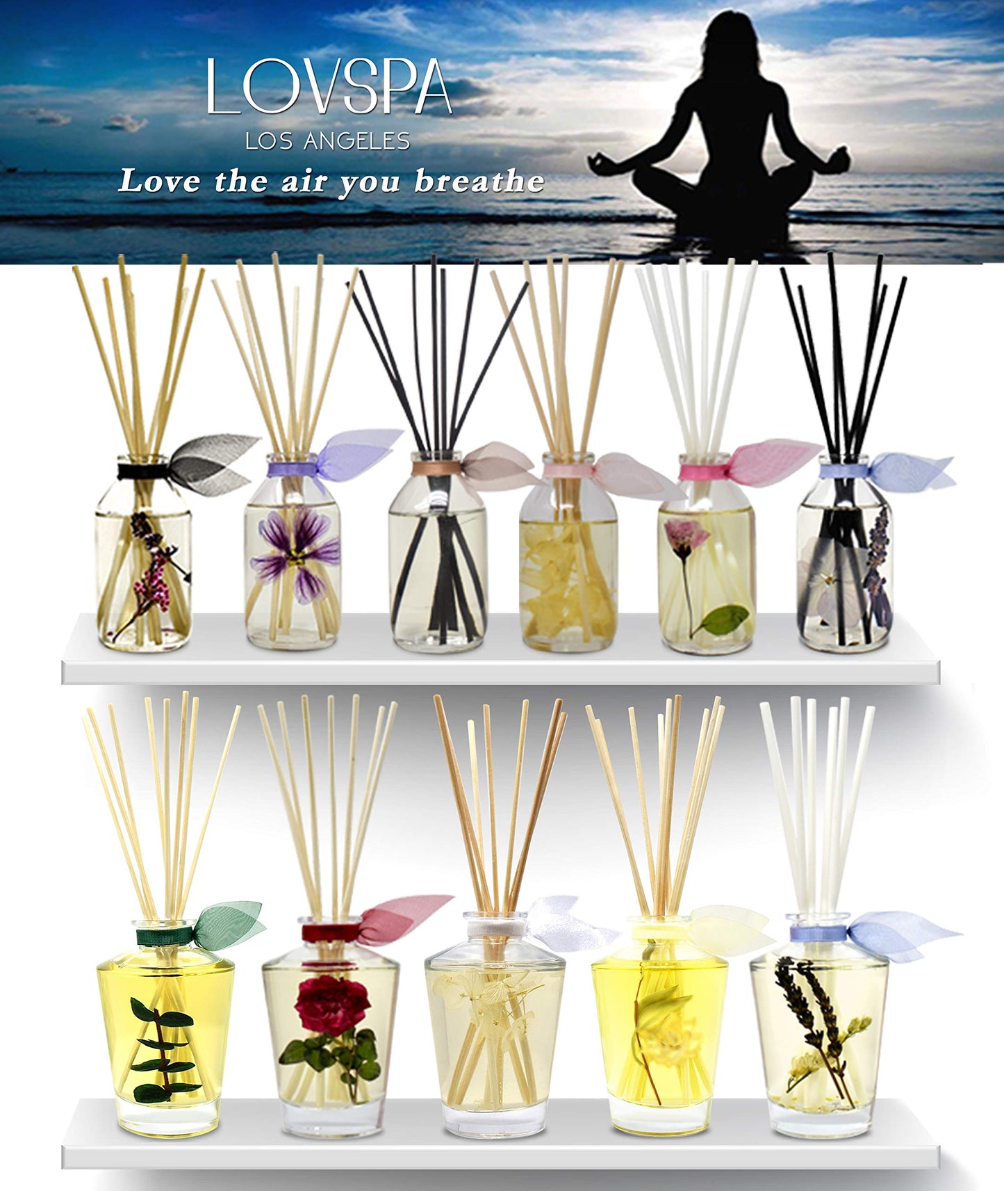 LOVSPA Reed Diffuser Set, Smoked Vanilla Scented Oil Diffuser with Sticks, Home Fragrance Accessories for Bathroom Shelf Decor, Aroma Diffusers for Home or Office Fall Decor, USA Made