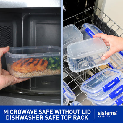 Sistema KLIP IT PLUS Leakproof Food Storage Containers | 1 L | Airtight, Stackable & Nestable Meal Prep Containers with Lids | School Lunch Boxes | 3 Count