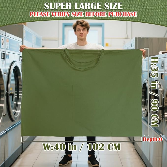 Canvas Laundry Bag 40"W x 35"H, Thick Canvas Laundry Bag