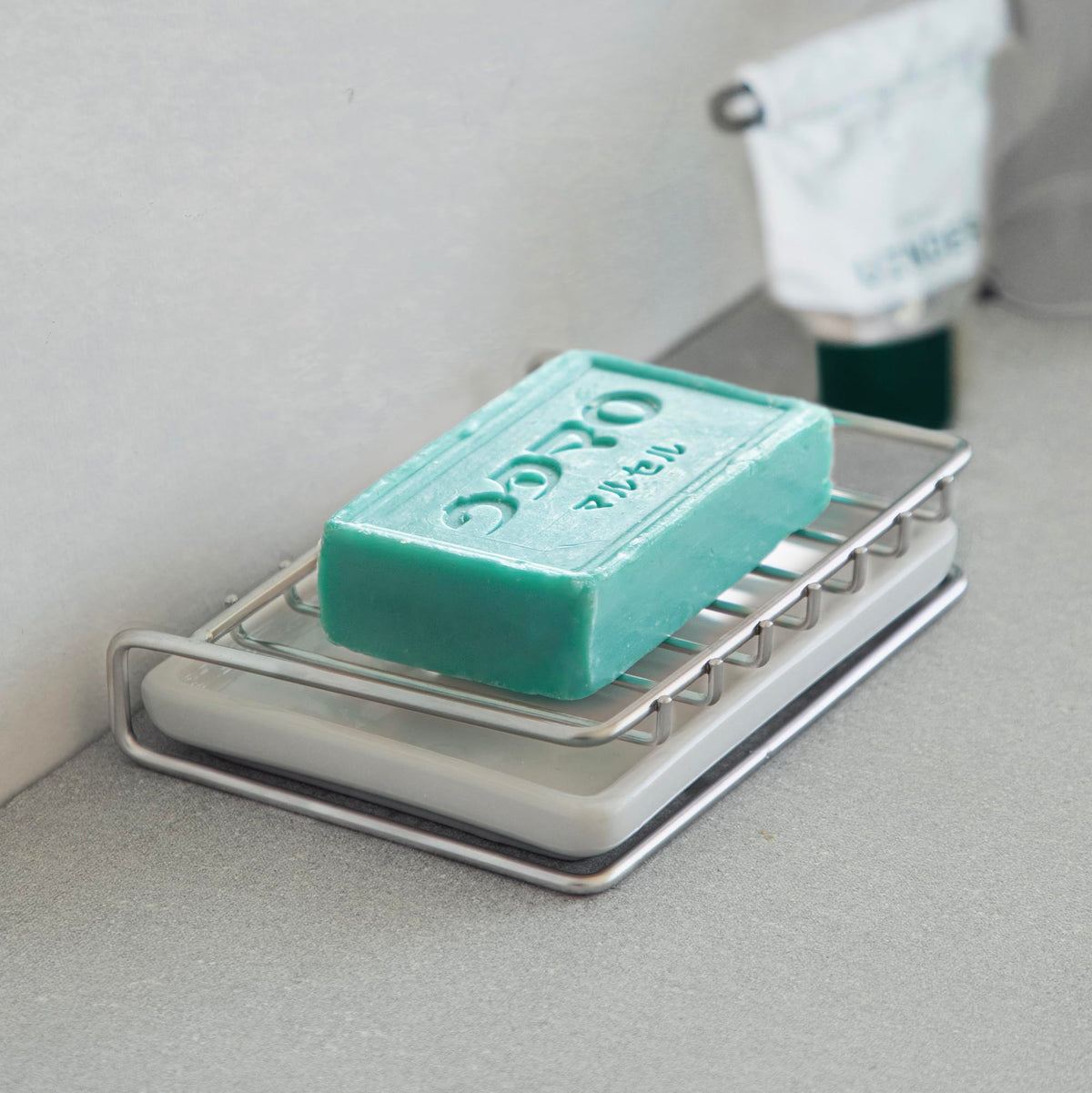 Shimoyama Stainless Steel Soap Dish with Drip Tray for Bathroom Sink, Kitchen and Shower - Quick Drying Soap Holder Keeps Counter Clean and Organized