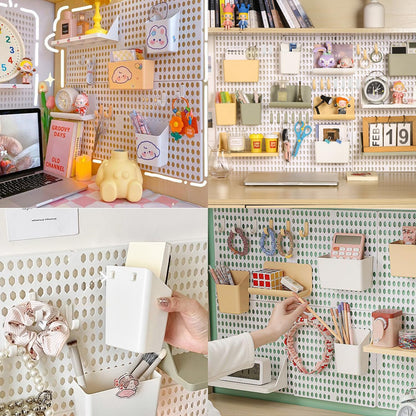 Halyuhn PegBoard Wall Organizer, Plastic Wall Pegboard Kit, 2 White Pegboard and 10 Pegboard Accessories, Wall Mount Pegboard with Hooks, Wall Display Peg board for Home and Office, 19.5” x 9.5”