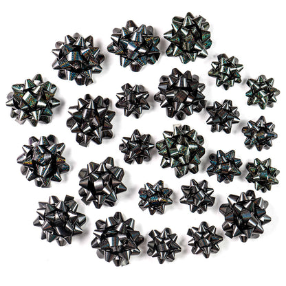 WRAPAHOLIC Black Gift Bow Assortment (24 Bows) for Birthday, Wedding, Christmas, Baby Shower, Bridal Showers