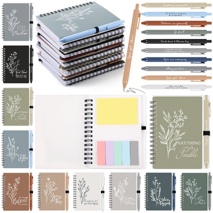 Tenceur 20 Set Teacher Appreciation Gifts Bulk Nurse Appreciation Gifts Inspirational Notebook Pen for Office Staff Teacher Volunteer Team Receptionist Day Graduation (Classic Color)