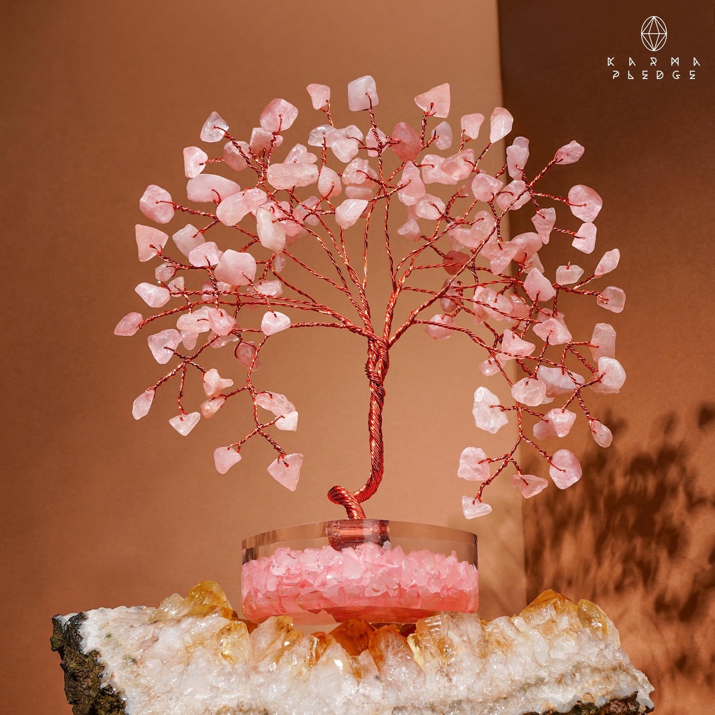 Rose Quartz Crystal Tree of Life Birthday Gifts for Women, Girls Friends, Handmade Chakra Healing Crystals Tree for Home Office Decor, Positivity, Good Luck, Money, Unique Gifts for Her Mom, Sister