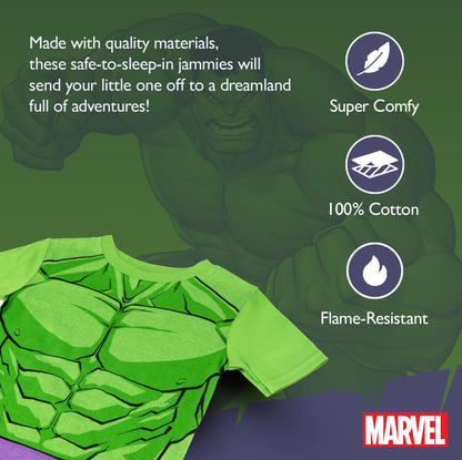 Marvel 2-Piece Snug-fit Cotton Pajama Set, Soft & Cute for Kids, Hulk Smash