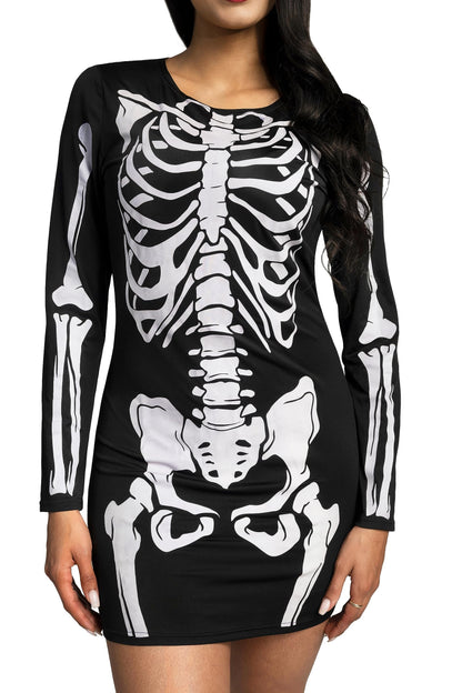 Spooktacular Creations Skeleton Dress Women, Glow in The Dark Skeleton Costume, Halloween Costumes for Women Adult 2025 Black