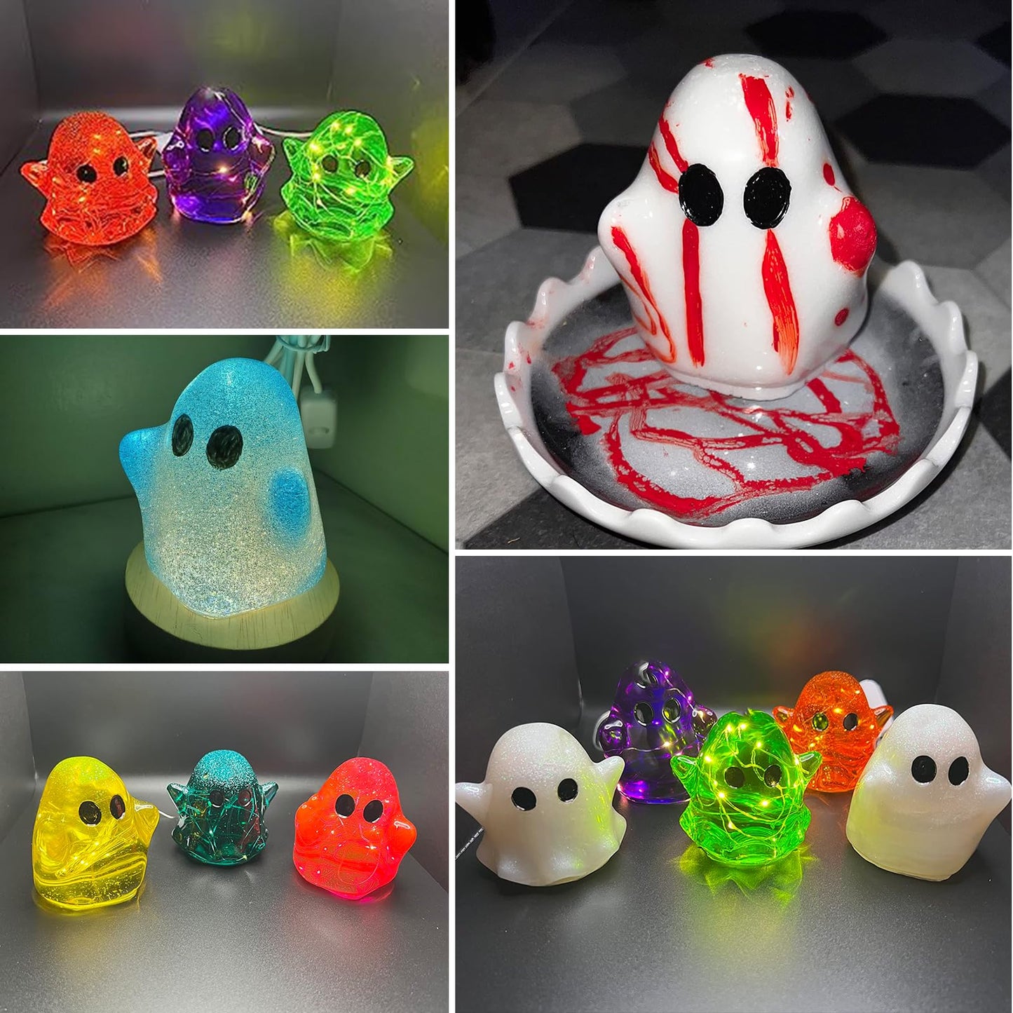 Actvty Ghost Resin Molds, 2Pcs Halloween Ghost Silicone Molds for Epoxy Casting, 3D Ghost Shape Epoxy Molds DIY Resin Art Gift Halloween Ornaments Home Decor