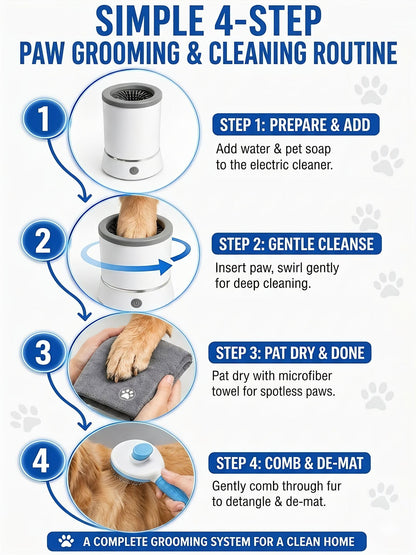 Ultimate 3-in-1 Dog Paw Cleaning Kit - Portable Silicone Paw Washer, XL Microfiber Towel & Self-Cleaning Grooming Brush - Complete Set for Small & Medium Pets