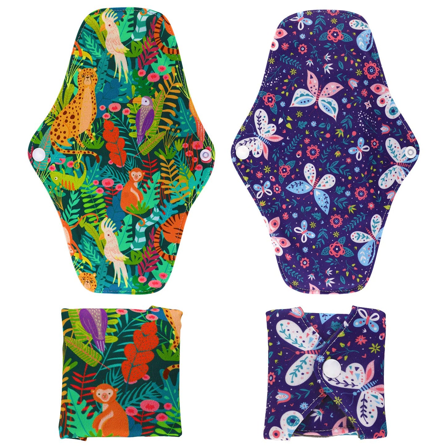 Reusable Menstrual Pads (7 in 1, 25.4cm 4 Layers), Bamboo Cloth Pads for Heavy Flow with Wet Bag, Large Sanitary Pads Set with Wings, Washable Overnight Cloth Panty Liners Period Pads