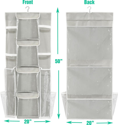 Simple Houseware Double-Sided Hanging Gift Wrap Organizer Storage Pockets, Gray (Set of 1)