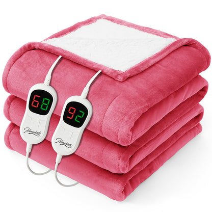 Homemate Electric Heated Blanket Twin - 62"x84" Heating Bed Blankets Throw with 10 Heating Levels 8 Hours Auto Off Fast Heating Over-Heated Protection Ultra Soft Warm Flannel ETL Certified Grey