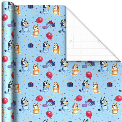 Hallmark Bluey Wrapping Paper Rolls for Kids (3 Rolls: 60 Sq. Ft. Total) Purple, Blue and Yellow Gift Wrap for Birthdays, Christmas, Valentine's Day