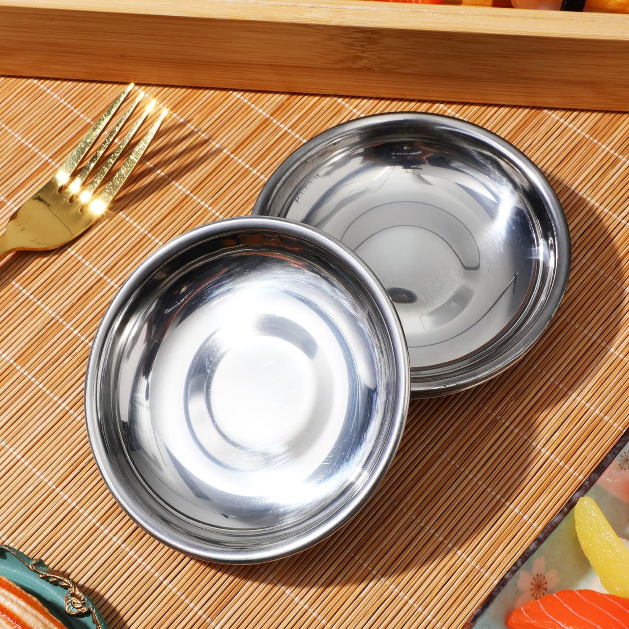 Sosoport 10Pcs Stainless Steel Small Plates 3.93 Inch Round Sauce Dishes for Condiments Mustard Appetizer Bowls Ideal for Home Kitchen Dining Entertaining