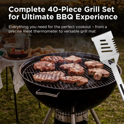 Kaluns BBQ Accessories, Complete Grill Set Grilling Gifts, 40 Pcs Premium Heavy Duty Stainless Steel Barbecue Grill Accessories for Outdoor Grill, Mens Valentines Day Gifts for Him