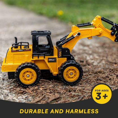 Top Race 5-Channel Fully Functional Remote Control Excavator - 1:24 Scale RC Construction Truck Toy with Multi-Directional Movement for Kids - Digger Toy for Boys and Girls Ages 3 and Up