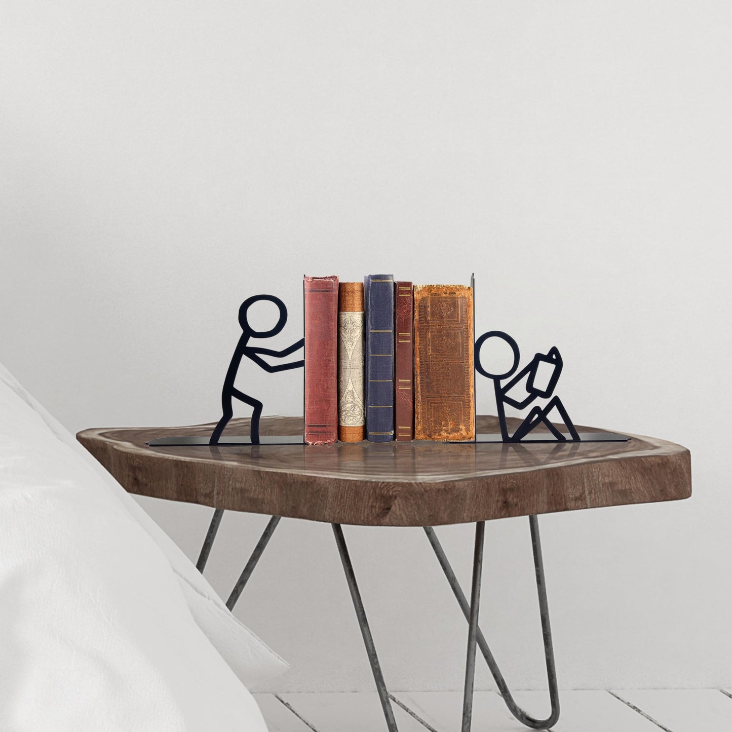 Bookends Decorative Metal Unique Office Desk Bookends Cute Book Ends Reading Decor Bookshelf Decor for Office School Library Bedroom, Book Lovers Gift