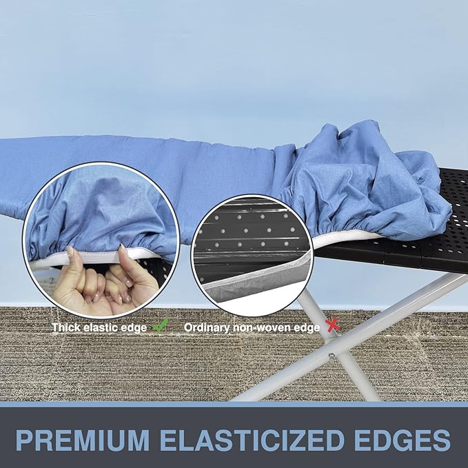 Ironing Board Cover and Pad 18x54, Thick Padding, Elastic Edge, Silicone Coated