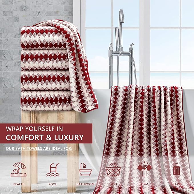 4 Piece Bath Towel Set Oversized Bath Sheet 35"x70" Bathroom Towel Extra Large