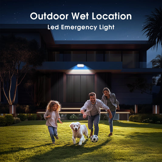 SASELUX Wet Location Rated Outdoor Emergency Light,Waterproof Exterior Led Emergency Lights with Battery Backup,Adjustable Heads,Commercial Hardwired Emergency Lighting,UL Listed,120-347V(1 Pack)